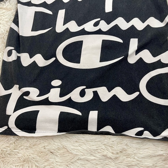 Size L Vintage Champion T-Shirt Vintage 90s All Over Print‎ Black Distressed Y2K - Picture 13 of 15